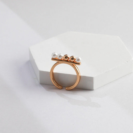 Sterling silver minimalist style bead Ring | Open Rings