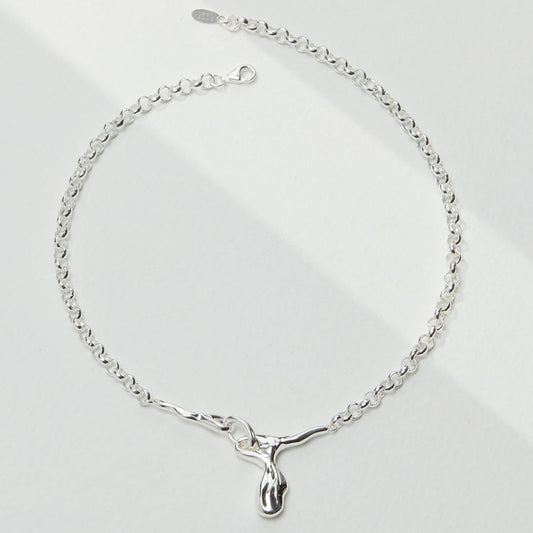 Plain silver natural color necklace | Lava series